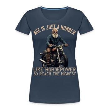 Funny Biker Grandpa Vintage Motorcycle Retro Style - Women's Premium Organic T-Shirt - navy - Front - Mia (176cm)