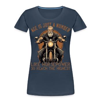 Funny Biker Grandpa Vintage Motorcycle Retro Style - Women's Premium Organic T-Shirt - navy - Front - Mia (176cm)