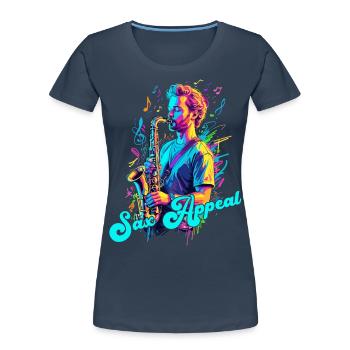 Lustiges Saxophon Design Jazz Musik Liebhaber - Frauen Premium Bio T-Shirt - Navy - Vorne - Mia (176cm)
