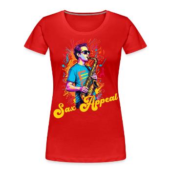 Funny Saxophone Design Jazz Music Lover - Women's Premium Organic T-Shirt - navy - Front - Mia (176cm)