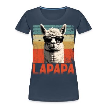 Lapapa Funny Llama Dad Perfect Style - Women's Premium Organic T-Shirt - navy - Front - Mia (176cm)