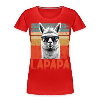 Lapapa Drôle Lama Papa Style parfait pour la fête des pères - T-shirt bio Premium Femme - bleu marine - Devant - Mia (176cm)