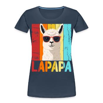 Lapapa Lustiger Lama Papa Perfekter Style - Frauen Premium Bio T-Shirt - Navy - Vorne - Mia (176cm)