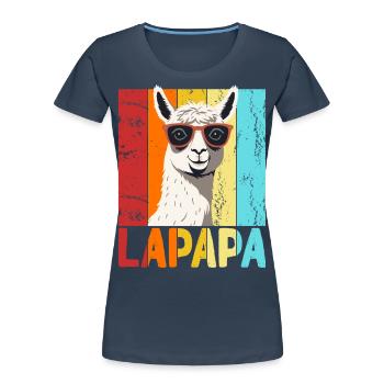 Lapapa Lustiger Lama Papa Perfekter Style - Frauen Premium Bio T-Shirt - Navy - Vorne - Mia (176cm)