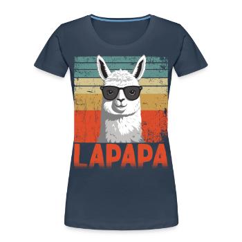 Lapapa Lustiger Lama Vater Perfekter Style - Frauen Premium Bio T-Shirt - Navy - Vorne - Mia (176cm)