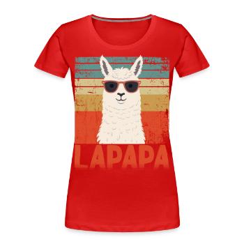 Lapapa Lustiger Lama Vater Perfekter Style - Frauen Premium Bio T-Shirt - Navy - Vorne - Mia (176cm)