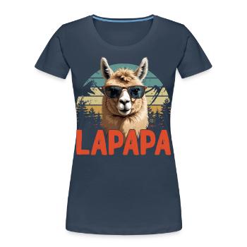 Lapapa Lustiger Lama Vater Perfekter Style - Frauen Premium Bio T-Shirt - Navy - Vorne - Mia (176cm)