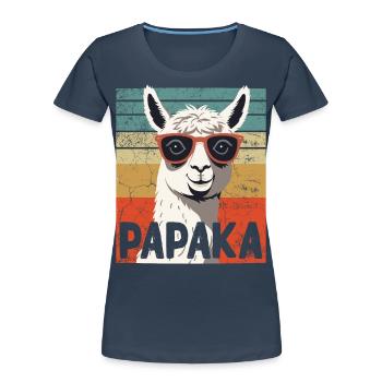 Papaka Drôle Dad Alpaga Style Parfait - T-shirt bio Premium Femme - bleu marine - Devant - Mia (176cm)