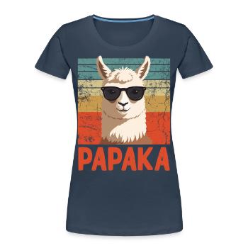 Papaka Drôle Dad Alpaga Style Parfait - T-shirt bio Premium Femme - bleu marine - Devant - Mia (176cm)