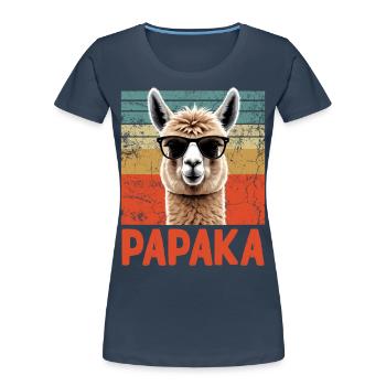 Papaka Drôle Dad Alpaga Style Parfait - T-shirt bio Premium Femme - bleu marine - Devant - Mia (176cm)