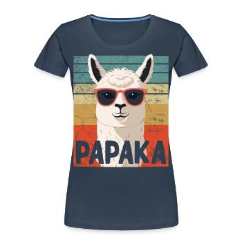 Papaka Drôle Dad Alpaga Style Parfait - T-shirt bio Premium Femme - bleu marine - Devant - Mia (176cm)