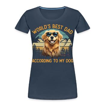 Meilleur chien au monde papa Golden Retriever drôle - T-shirt bio Premium Femme - bleu marine - Devant - Mia (176cm)