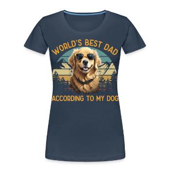 World Best Dog Dad Golden Retriever Funny - Women's Premium Organic T-Shirt - navy - Front - Mia (176cm)
