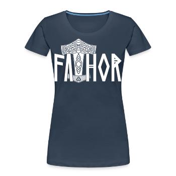 Fier Fathor Viking Dad Viking Runes Design - T-shirt bio Premium Femme - bleu marine - Devant - Mia (176cm)