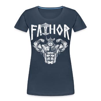 Viking Papa Vathor Père nordique musclé - T-shirt bio Premium Femme - bleu marine - Devant - Mia (176cm)