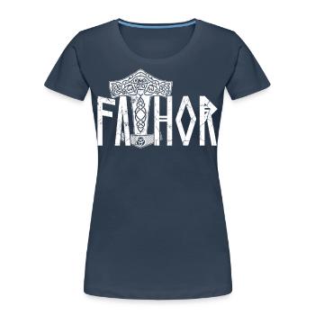 Papa viking Papa fier papa nordique - T-shirt bio Premium Femme - bleu marine - Devant - Mia (176cm)