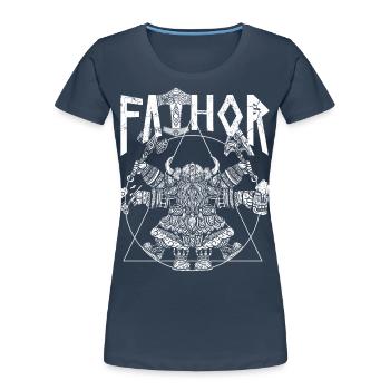 Wikinger Papa Vathor Lustiges Wikinger Design - Frauen Premium Bio T-Shirt - Navy - Vorne - Mia (176cm)