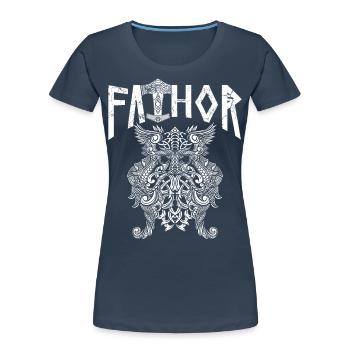 Viking Papa Vathor Nœud runique nordique - T-shirt bio Premium Femme - bleu marine - Devant - Mia (176cm)
