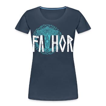 Viking Papa Vathor Proud Norse Father - Women's Premium Organic T-Shirt - navy - Front - Mia (176cm)