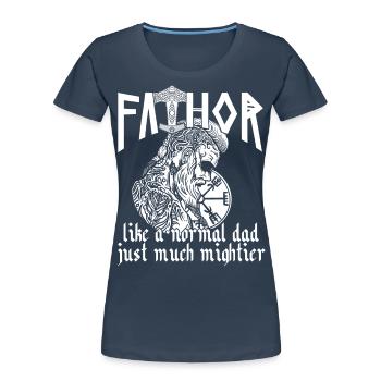 Norse Papa Vathor Viking Saying Design - Women's Premium Organic T-Shirt - navy - Front - Mia (176cm)