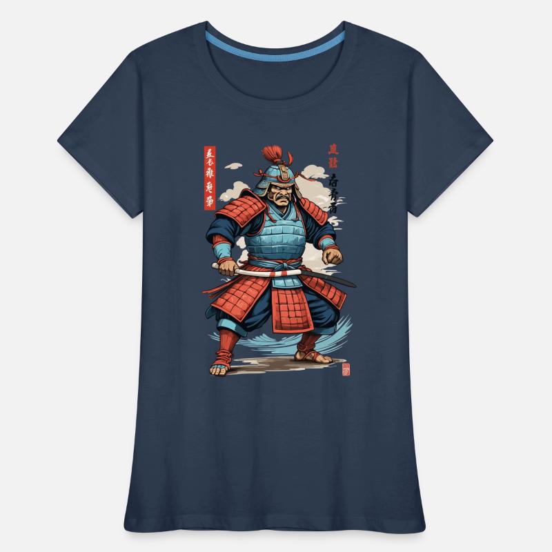 Vintage Ukiyo-E Style Japanese Samurai Artwork Women's Premium Organic T-Shirt