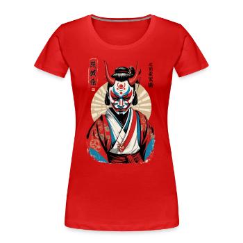 Oni Masque Démon Samouraï Japonais Oeuvre - T-shirt bio Premium Femme - bleu marine - Devant - Mia (176cm)