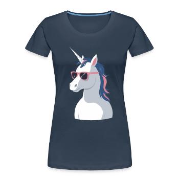 Papa Einhorn Lustiges Vatertag Design - Frauen Premium Bio T-Shirt - Navy - Vorne - Mia (176cm)