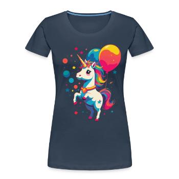 Unicorn Lover Bright Colors Design - Women's Premium Organic T-Shirt - navy - Front - Mia (176cm)