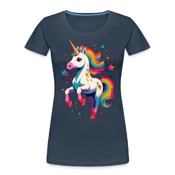 Unicorn Lover Design Funny Unicorns - Women's Premium Organic T-Shirt - navy - Front - Mia (176cm)