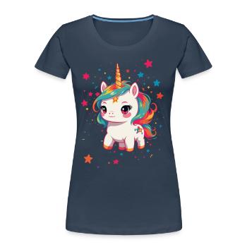 Unicorn Lover Design Funny Unicorns - Women's Premium Organic T-Shirt - navy - Front - Mia (176cm)