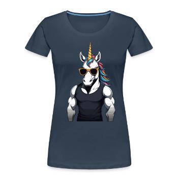 Papa Einhorn Lustiges Vatertag Design - Frauen Premium Bio T-Shirt - Navy - Vorne - Mia (176cm)