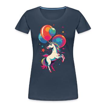 Lustige Einhörner Süßes Einhorn Leuchtende Farben - Frauen Premium Bio T-Shirt - Navy - Vorne - Mia (176cm)