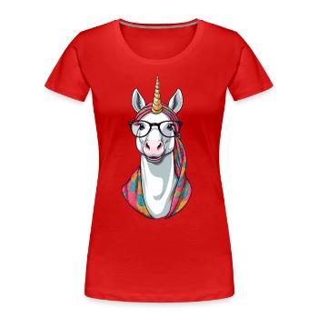 Licorne Maman Élégante Licorne Femme Fête des Mères - T-shirt bio Premium Femme - bleu marine - Devant - Mia (176cm)