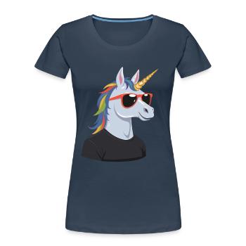 Papa Einhorn Lustiges Vatertag Design - Frauen Premium Bio T-Shirt - Navy - Vorne - Mia (176cm)