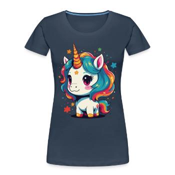 Einhorn Liebhaber Design Lustige Einhörner - Frauen Premium Bio T-Shirt - Navy - Vorne - Mia (176cm)
