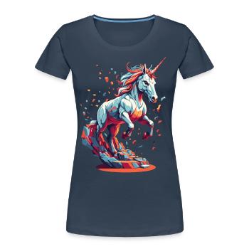 Unicorn Lover Funny Unicorns Cute Unicorn - Women's Premium Organic T-Shirt - navy - Front - Mia (176cm)