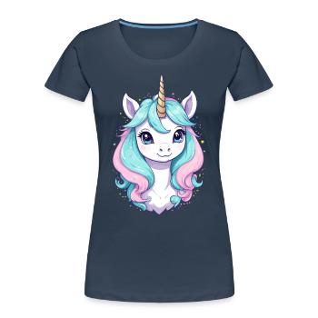 Pastel Colors Funny Unicorns for Unicorn - Women's Premium Organic T-Shirt - navy - Front - Mia (176cm)