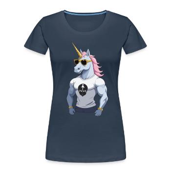 Papa Einhorn Lustiges Vatertag Design - Frauen Premium Bio T-Shirt - Navy - Vorne - Mia (176cm)