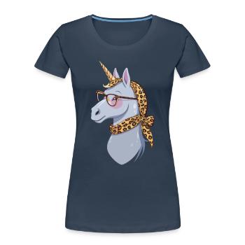 Licorne Maman Drôle Maman Fête des Mères Licornes - T-shirt bio Premium Femme - bleu marine - Devant - Mia (176cm)