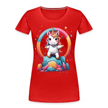 Funny Unicorns Cute Unicorn Girl - Women's Premium Organic T-Shirt - navy - Front - Mia (176cm)