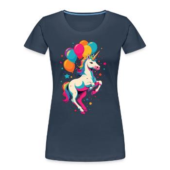 Licornes drôles Mignon Licorne Fille Design - T-shirt bio Premium Femme - bleu marine - Devant - Mia (176cm)