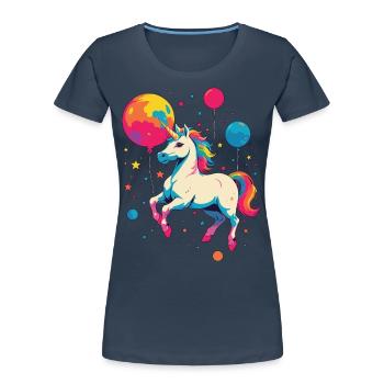 Funny Unicorns Cute Unicorn Girl - Women's Premium Organic T-Shirt - navy - Front - Mia (176cm)