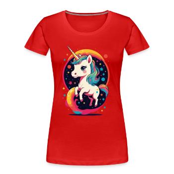 Amoureux de la licorne Drôle Mignon Licorne Design - T-shirt bio Premium Femme - bleu marine - Devant - Mia (176cm)