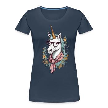 Maman Licorne Drôle Fête des Mères - T-shirt bio Premium Femme - bleu marine - Devant - Mia (176cm)