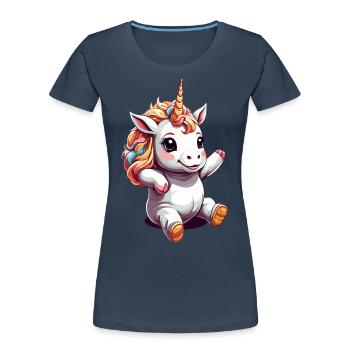 Funny Unicorns Cute Unicorn Unicorn Girl - Women's Premium Organic T-Shirt - navy - Front - Mia (176cm)