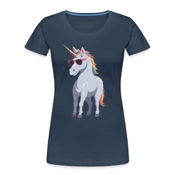 Papa Einhorn Lustiges Vatertag Design - Frauen Premium Bio T-Shirt - Navy - Vorne - Mia (176cm)