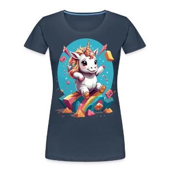 Einhorn Liebhaber Design Lustige Einhörner - Frauen Premium Bio T-Shirt - Navy - Vorne - Mia (176cm)