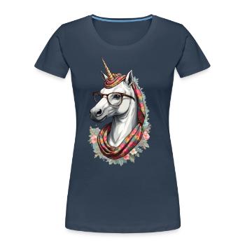 Licorne Maman Drôle Maman Licornes Maman aimante - T-shirt bio Premium Femme - bleu marine - Devant - Mia (176cm)