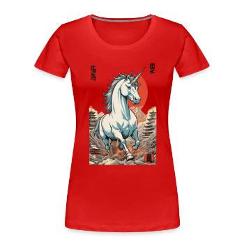 Japan Ukiyo-E Kunst Japanischer Vintage Stil - Frauen Premium Bio T-Shirt - Navy - Vorne - Mia (176cm)