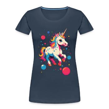 Einhorn Liebhaber Design Lustige Einhörner - Frauen Premium Bio T-Shirt - Navy - Vorne - Mia (176cm)